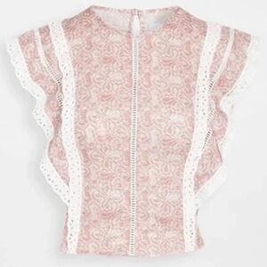 MISA Los Angeles floral ruffle top, size x-small